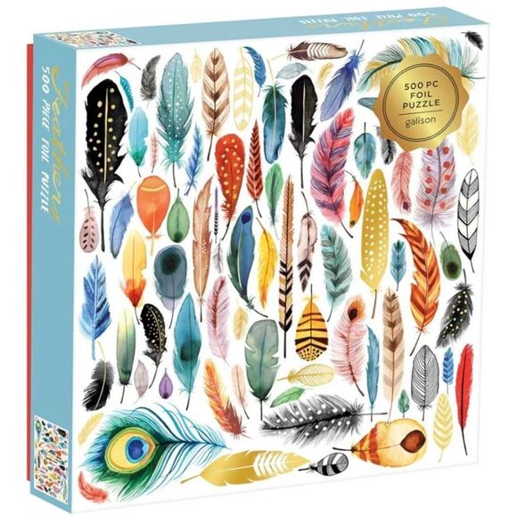 Galison Foil Feathers 500 pc Jigsaw Puzzle - Picture 1 of 7